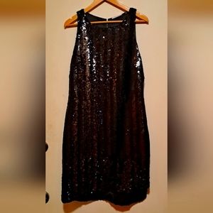 Black Sequin cocktail dress. T Tahari. Size 14.  Never worn.